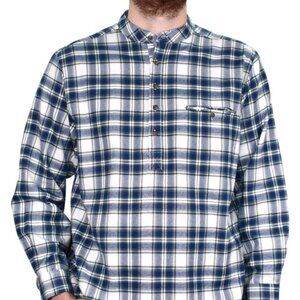 Lee Valley Vintage Grandfather Shirt LV38 Blue White Check Cotton Flannel